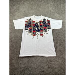 VINTAGE Fun Art Shirt Womens One Size White Shoulder Pads 1992 Anchor Print FLAW